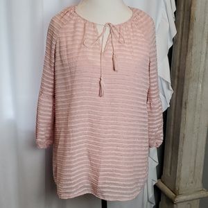 CHRISTOPHER & BANKS Pink tassel tie top in a size Medium